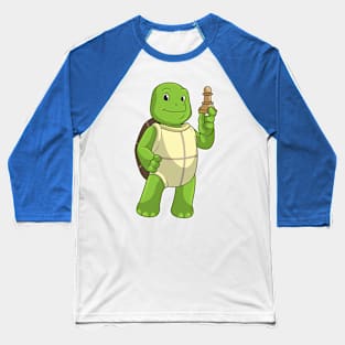 Turtle at Chess with Chess piece Pawn Baseball T-Shirt